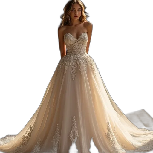 dress, golden, beautiful, floor transparent PNG cut-out
