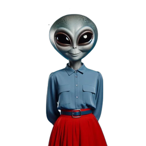dress, robot, creature, staff transparent PNG cut-out