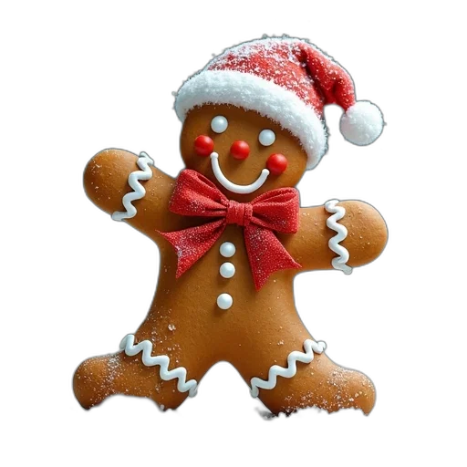 3d render, merry, gingerbread, man transparent PNG cut-out