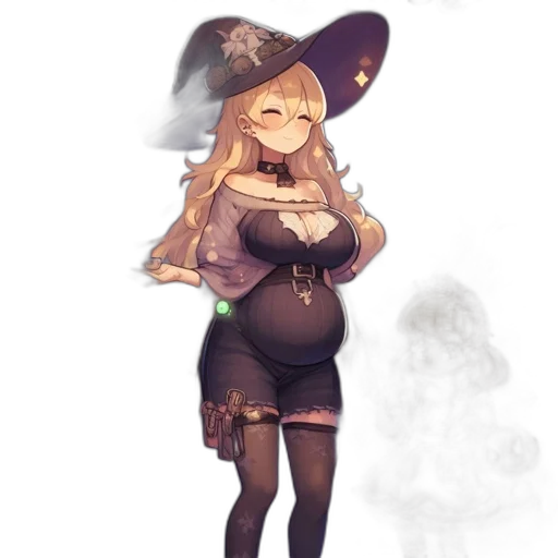 dress, staff, hat, fantasy art transparent PNG cut-out