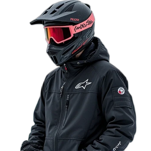 jacket, face, cyberpunk, alpinestar transparent PNG cut-out