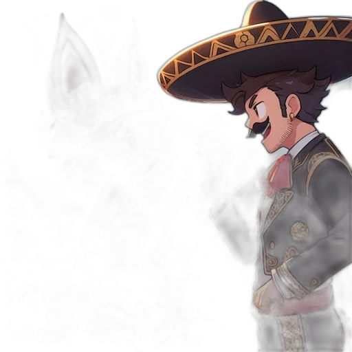 hat, jacket, mask, staff transparent PNG cut-out