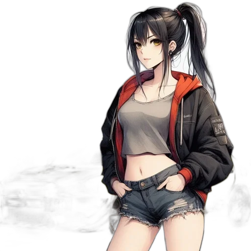 jacket, weapon, staff, anime transparent PNG cut-out