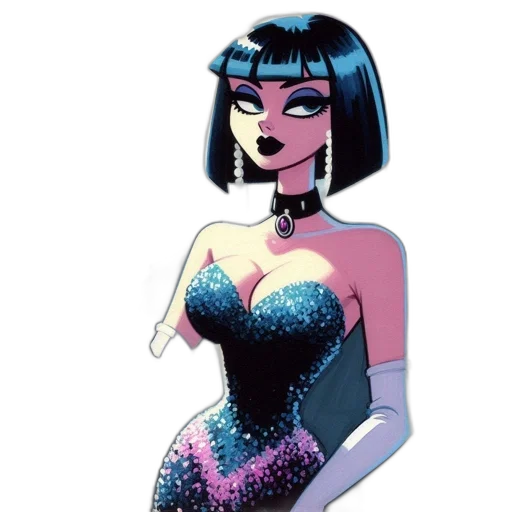dress, jewelry, comic book art, cartoon transparent PNG cut-out