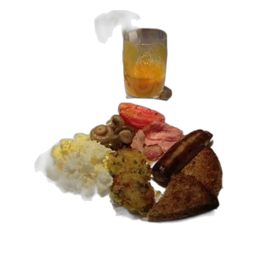 food, photorealistic, plate, breakfast transparent PNG cut-out