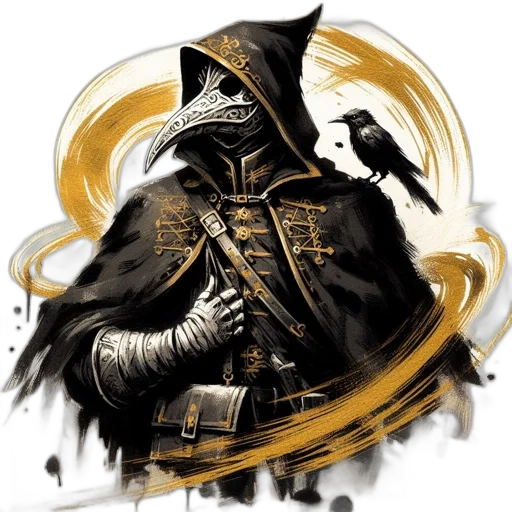 mask, sword, jacket, staff transparent PNG cut-out