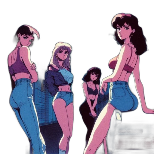 concept art, vaporwave, comic book art, cartoon transparent PNG cut-out