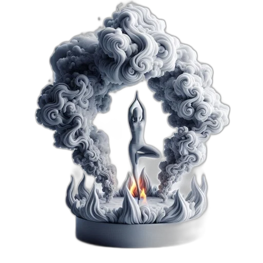 concept art, 3d render, fire, figure transparent PNG cut-out