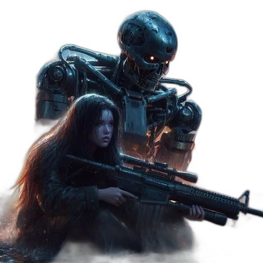 robot, concept art, cyberpunk, comic book art transparent PNG cut-out