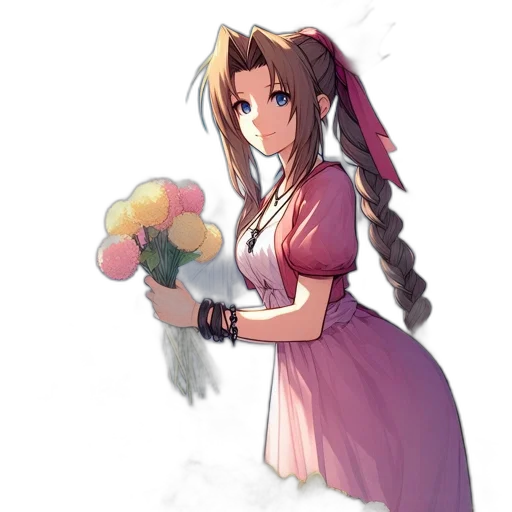 dress, flower, staff, weapon transparent PNG cut-out
