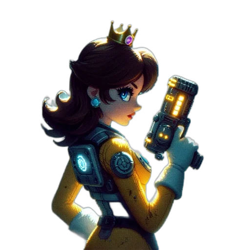 robot, crown, staff, weapon transparent PNG cut-out