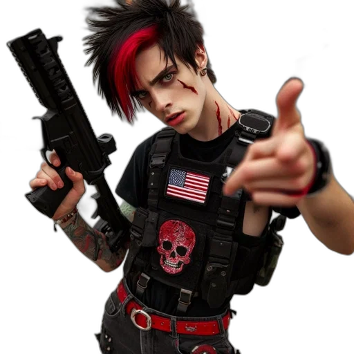 weapon, cyberpunk, concept art, youthful transparent PNG cut-out