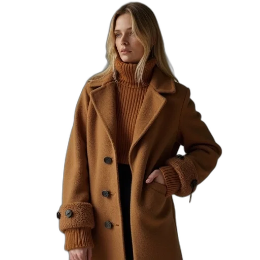 jacket, earth tones, golden, woman transparent PNG cut-out