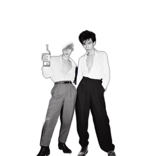 staff, jacket, vaporwave, two transparent PNG cut-out