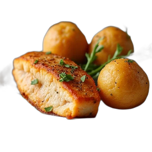 food, photorealistic, 3d render, fish transparent PNG cut-out