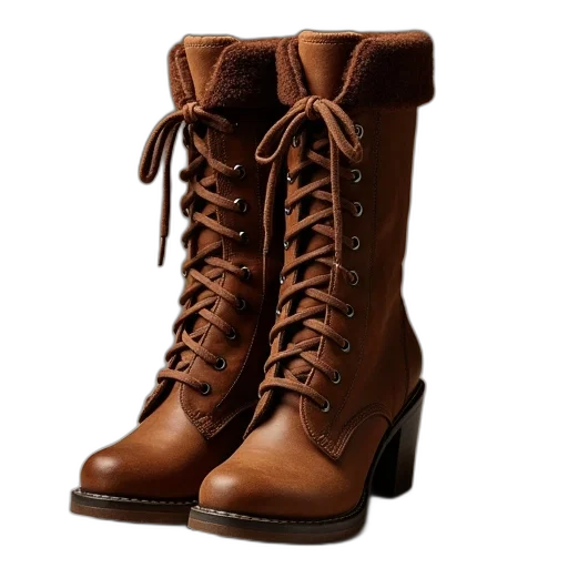 shoes, photorealistic, brown, boots transparent PNG cut-out