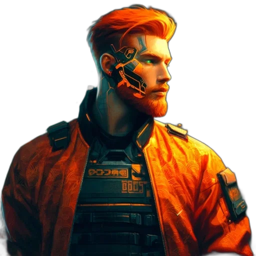 jacket, face, staff, robot transparent PNG cut-out