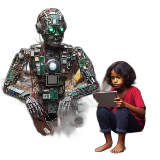 robot, cyberpunk, concept art, pixel art transparent PNG cut-out