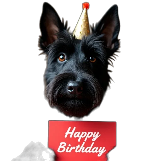 black, scottish, terrier, birthday transparent PNG cut-out