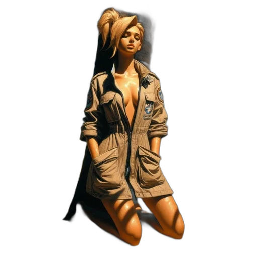 dress, jacket, staff, concept art transparent PNG cut-out