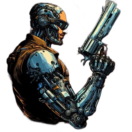 robot, weapon, comic book art, concept art transparent PNG cut-out