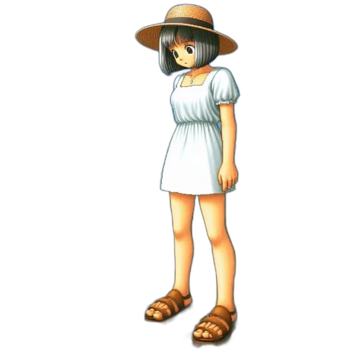 hat, dress, staff, flower transparent PNG cut-out