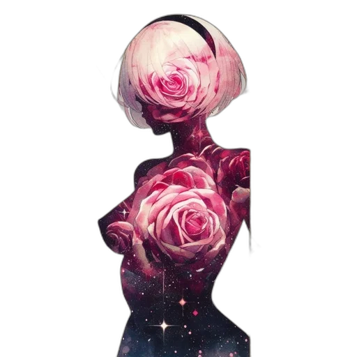flower, dress, crown, robot transparent PNG cut-out