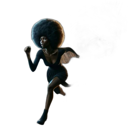 hair, dress, creature, staff transparent PNG cut-out