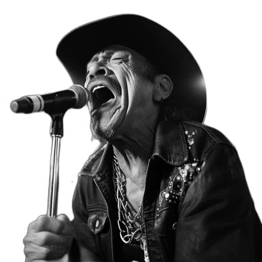 older, man, passionately, sings transparent PNG cut-out