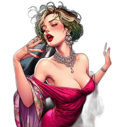 dress, jewelry, fantasy art, comic book art transparent PNG cut-out