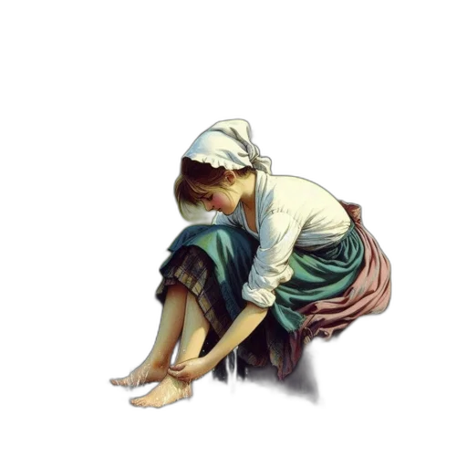 dress, hat, face, oil painting transparent PNG cut-out