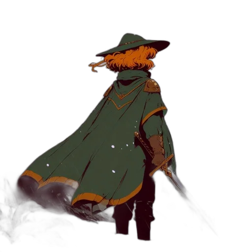 hat, jacket, staff, mask transparent PNG cut-out