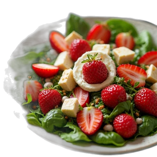 food, 3d render, salad, strawberries transparent PNG cut-out