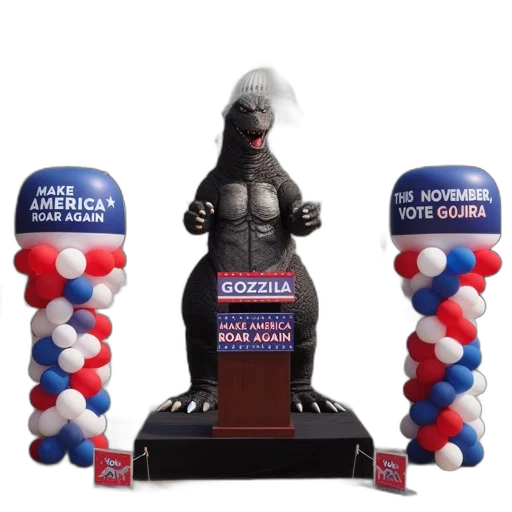 godzilla, statue, stands, tall transparent PNG cut-out