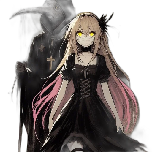 dress, mask, staff, weapon transparent PNG cut-out