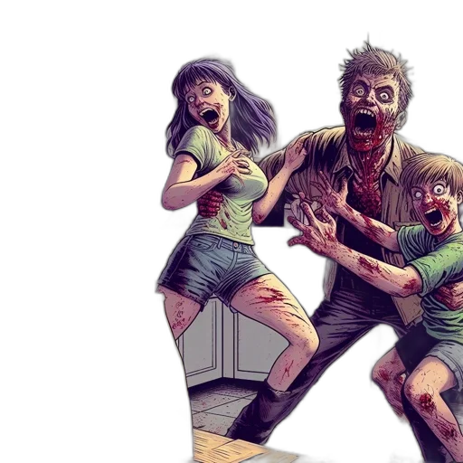 comic book art, concept art, chaotic, kitchen transparent PNG cut-out
