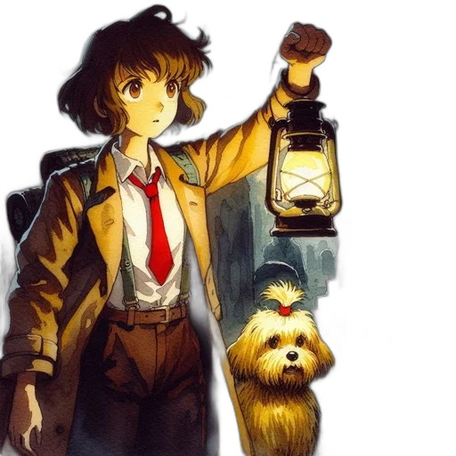 staff, concept art, comic book art, watercolor transparent PNG cut-out