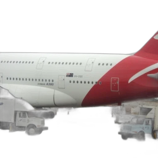 3d render, red, white, airplane transparent PNG cut-out