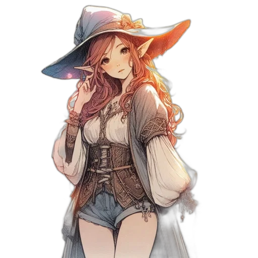 hat, dress, staff, jacket transparent PNG cut-out