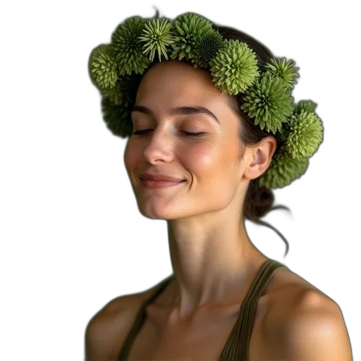 crown, hat, face, flower transparent PNG cut-out