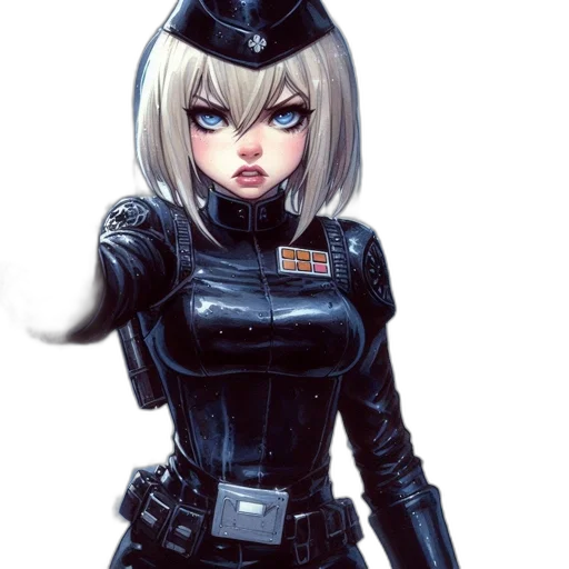 robot, staff, cyberpunk, comic book art transparent PNG cut-out