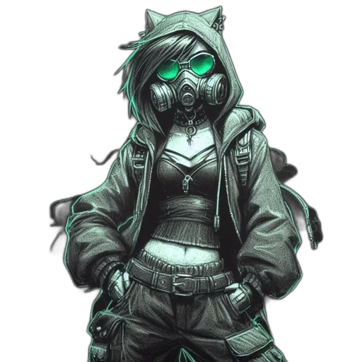 mask, jacket, robot, staff transparent PNG cut-out