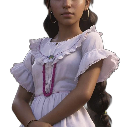 dress, face, staff, hair transparent PNG cut-out
