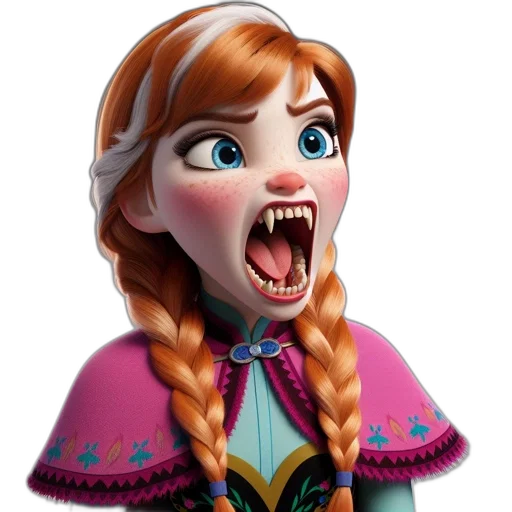 face, dress, 3d render, cartoon transparent PNG cut-out