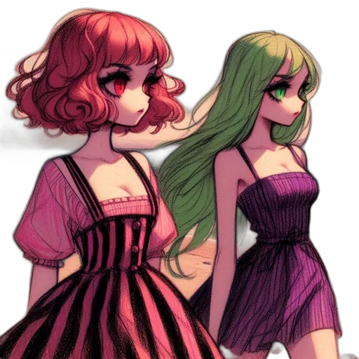 dress, hair, watercolor, concept art transparent PNG cut-out