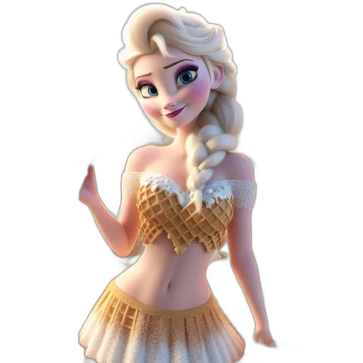 dress, crown, staff, 3d render transparent PNG cut-out