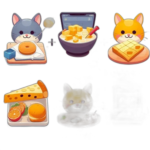food, concept art, 3d render, pixel art transparent PNG cut-out