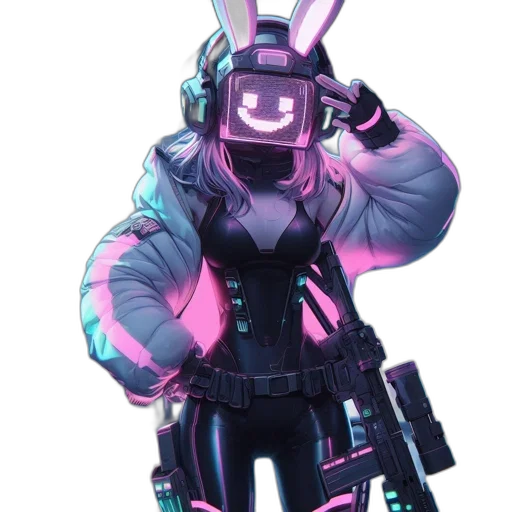 jacket, robot, weapon, mask transparent PNG cut-out