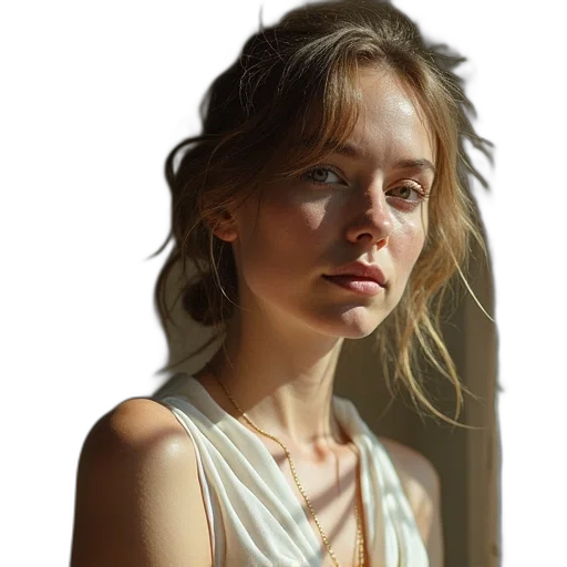 face, dress, photorealistic, oil painting transparent PNG cut-out