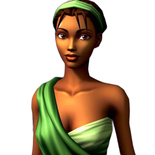 dress, jewelry, staff, face transparent PNG cut-out